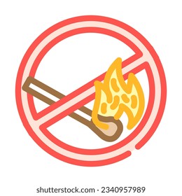 kein offenes Feuer angezündet Übereinstimmung der Notarfarbe Symbol Vektorgrafik. kein offenes, mit Feuer beleuchtetes Streichelungszeichen. einzelne Symbolillustration