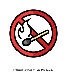 no open fire lighted match emergency color icon vector. no open fire lighted match emergency sign. isolated symbol illustration