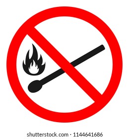 NO OPEN FIRE sign. HIGHLY FLAMMABLE label. FIRE HAZARD symbol. Vector.