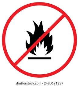 No Open Flame Sign. Ban Symbol Illustration.