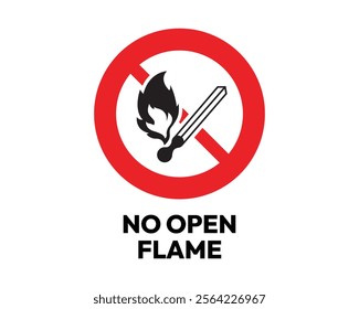 No Open Flame Sign, Essential for Safety and Hazard Prevention, High-Quality Vector Stock Image