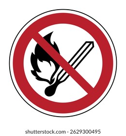 No Open Flame Sign – Fire, Open Ignition Source, and Smoking Prohibited Sign – High Quality Vectorial Image