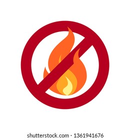 No open flame sign. Simple vector illustration of a fire in flat style