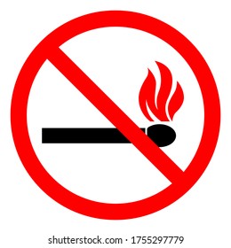 No Open Flame Symbol Sign, Vector Illustration, Isolate On White Background Label .EPS10