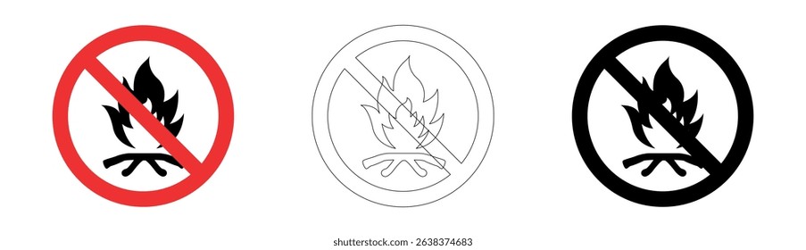 No open flames allowed sign in vector format