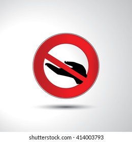 No open hand prohibition sign icon illustration