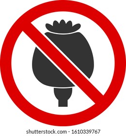 No opium poppy vector icon. Flat No opium poppy symbol is isolated on a white background.