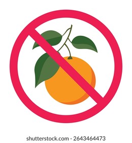 No orange sign, orange forbidden sign, citrus fruit restriction, no fruit allowed, no citrus icon