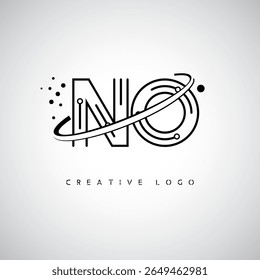 NO Orbit Monogram Logo – Futuristic Minimal Letter mark with Circular Line Art, Tech-Inspired Dots and Space Motion Concept for Modern Branding Identity