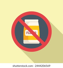 No organic flour pack icon flat vector. Gluten intolerance. Patient character