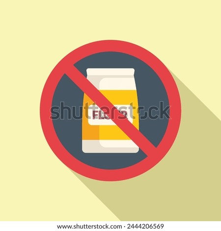 No organic flour pack icon flat vector. Gluten intolerance. Patient character