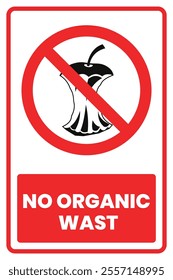 No Organic Wast Prohibited Vector