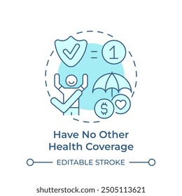 No other health coverage soft blue concept icon. HSA eligibility rule. Single medical insurance. Round shape line illustration. Abstract idea. Graphic design. Easy to use in article