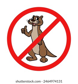 No Otter Sign on White Background