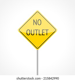 No outlet traffic sign isolated on white background