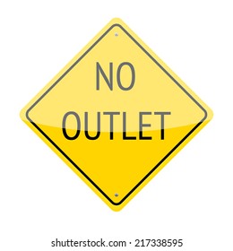 No outlet traffic sign isolated on white background