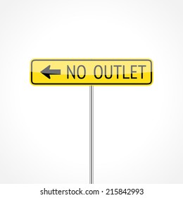 No outlet traffic sign (left) isolated on white background