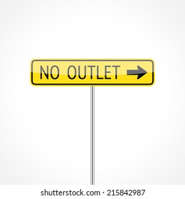 No outlet traffic sign (right) isolated on white background