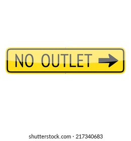 No outlet traffic sign (right) isolated on white background