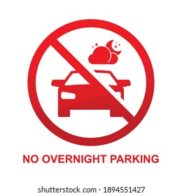 No overnight parking sign isolated on white background, vector illustration.