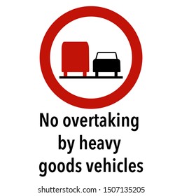 No overtaking by heavy vehicles Information and Warning Road traffic street sign, vector illustration collection isolated on white background for learning, education, driving courses, sticker, icon.