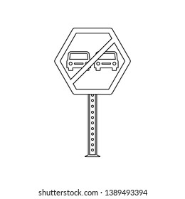 No overtaking colored icon. Element of road signs and junctions for mobile concept and web apps icon. Outline, thin line icon for website design and development, app development