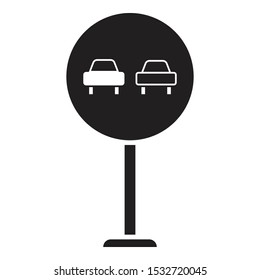no overtaking icon black and isolated vector illustration