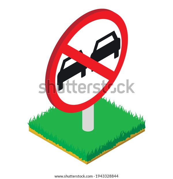 No overtaking icon. Isometric illustration\
of no overtaking vector icon for\
web