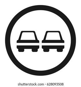 No Overtaking Prohibited Sign Line Icon Stock Vector (Royalty Free ...