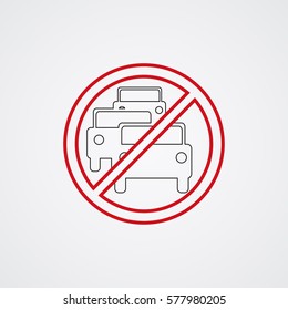 No overtaking road traffic sign icon.  Vector illustration.