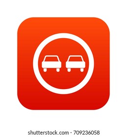 No overtaking road traffic sign icon digital red for any design isolated on white vector illustration