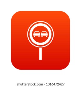 No overtaking sign icon digital red for any design isolated on white vector illustration