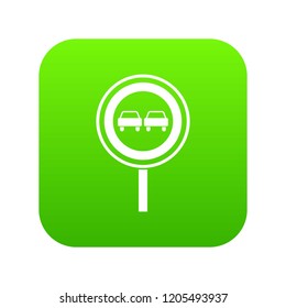 No overtaking sign icon digital green for any design isolated on white vector illustration