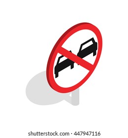 No overtaking sign icon in isometric 3d style isolated on white background