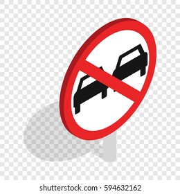 No overtaking sign isometric icon 3d on a transparent background vector illustration