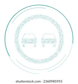 The no overtaking symbol filled with teal dots. Pointillism style. Vector illustration on white background