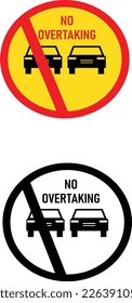 No Overtaking Traffic Sign with different colors