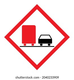 No overtaking warning road, prohibition transportation icon, car forbidden information vector illustration .