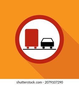 No hay una carretera de advertencia de adelantamiento, prohibición de transporte icono, auto prohibido información ilustración vectorial .