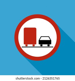 No overtaking warning road, prohibition transportation icon, car forbidden information vector illustration .