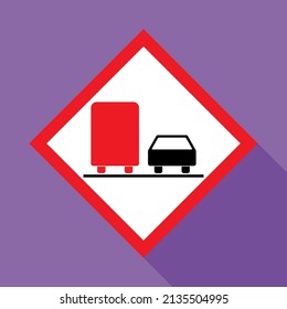 No hay una carretera de advertencia de adelantamiento, prohibición de transporte icono, auto prohibido información ilustración vectorial .