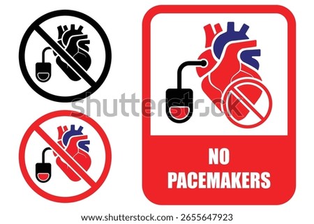 No Pacemaker Allowed Sign – Medical Heart Warning Symbol, MRI Safety Vector Icon