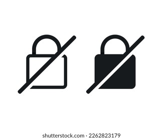 No padlock icon. Illustration vector