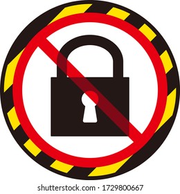 No padlock sign isolated vector illustration