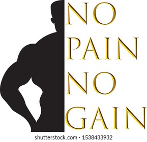 No Pain No Gain, banner, fitness motivation, vector background, bodybuilding, gym