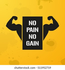 No Pain No Gain, banner, fitness motivation, vector background, bodybuilding, gym