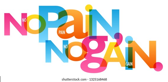 NO PAIN, NO GAIN. colorful typography banner