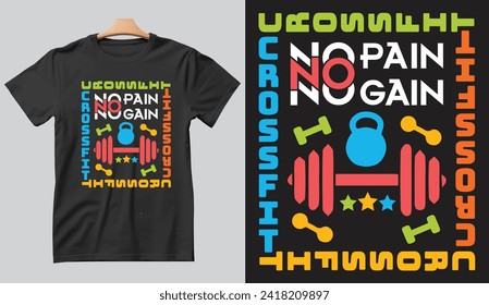 No Pain No gain CrossFit Gym Motivation tshirt poster Canvas Design 