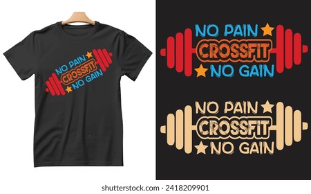 No Pain No gain CrossFit Gym Motivation tshirt poster Canvas Design 