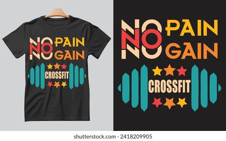 No Pain No gain CrossFit Gym Motivation tshirt poster Canvas Design 